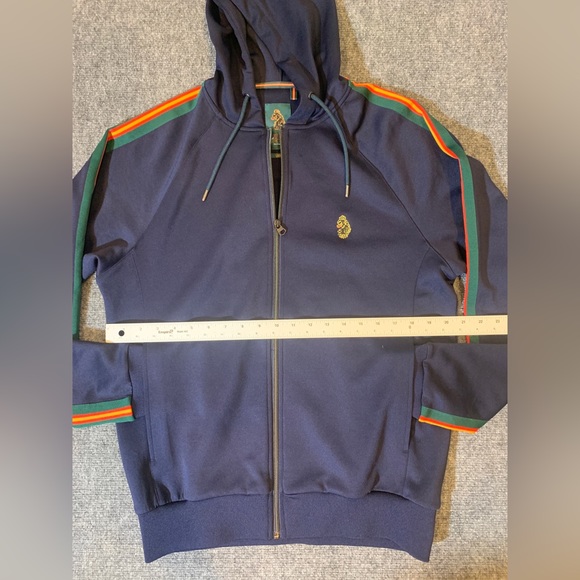 Mens Jacket Luke 1977 Hoodie  Retro Striped Sleeves in Navy Size L - Picture 10 of 11